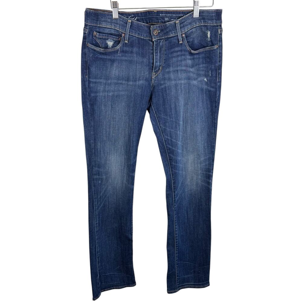 Levi's Medium Wash Slight‎ Curve Straight Leg Mid Rise Cotton Jeans Size 31 x 34